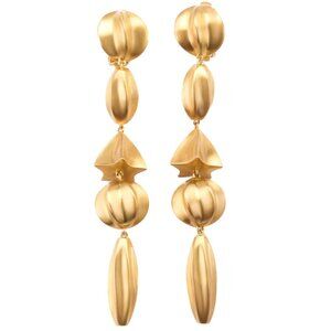 NEW Cult Gaia Illene Clip-On Earrings Brushed Brass Gold